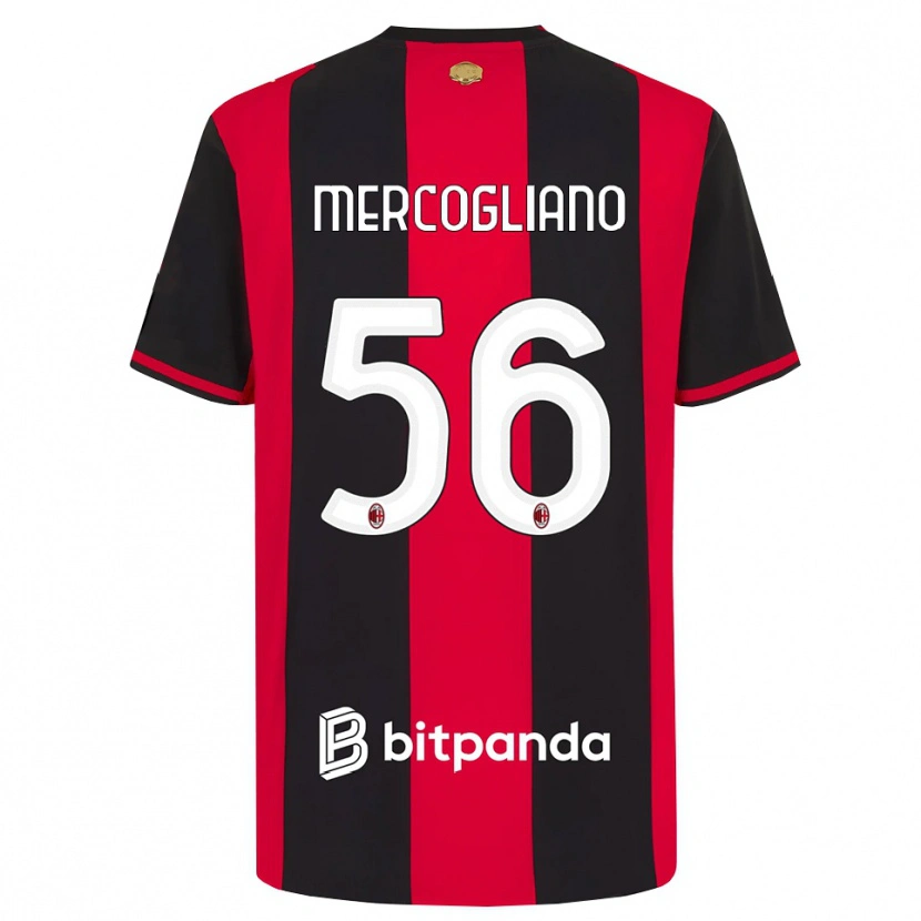 Danxen Pánské Mattia Mercogliano #56 Červená Černá Bílá Domů Hráčské Dresy 2026/27 Dres