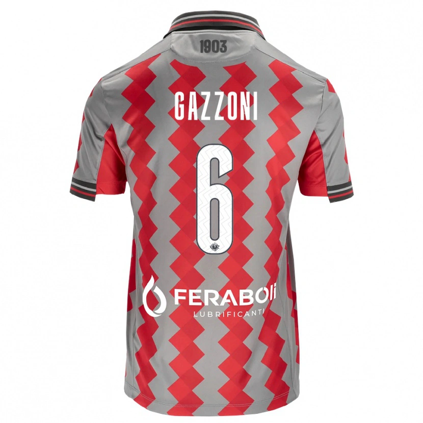 Danxen Pánské Matteo Gazzoni #6 Šedá Červená Bílá Domů Hráčské Dresy 2026/27 Dres