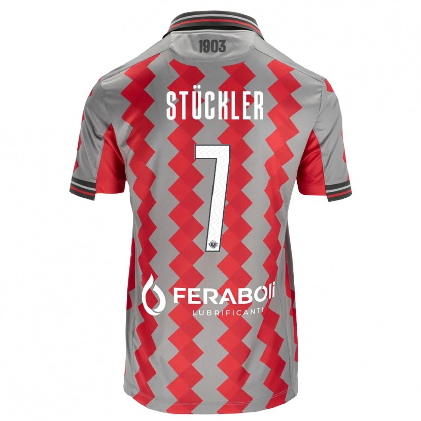 Danxen Pánské David Stückler #7 Šedá Červená Bílá Domů Hráčské Dresy 2026/27 Dres