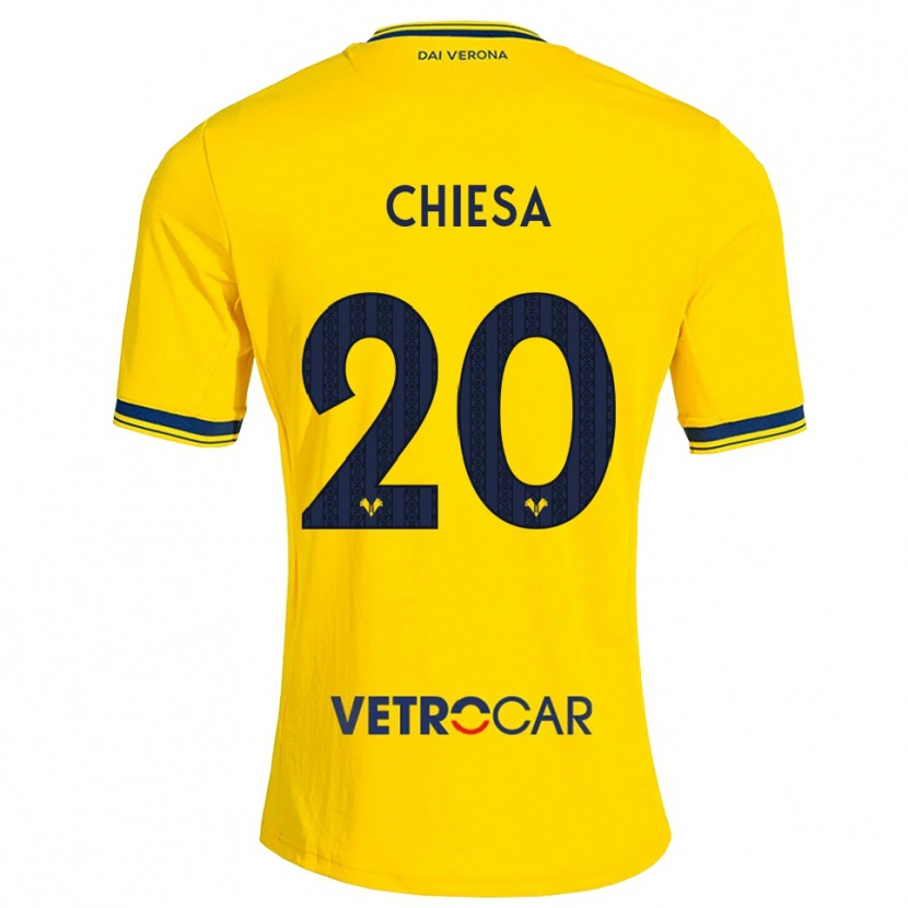 Danxen Pánské Mattia Chiesa #20 Žlutá Červená Daleko Hráčské Dresy 2026/27 Dres