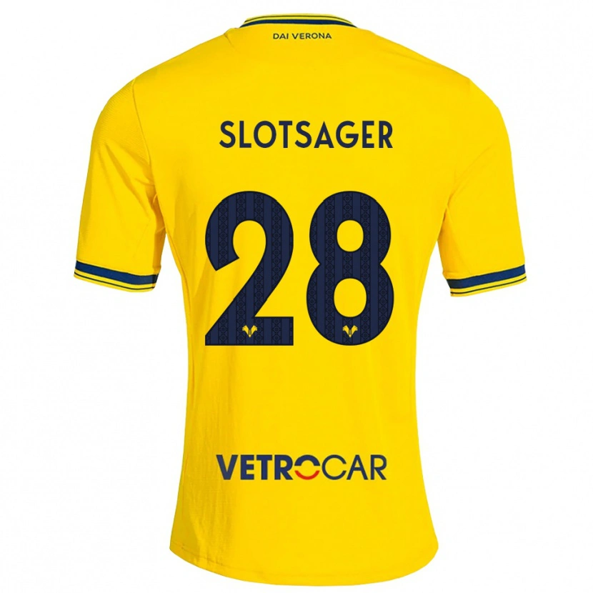 Danxen Pánské Tobias Slotsager #28 Žlutá Červená Daleko Hráčské Dresy 2026/27 Dres