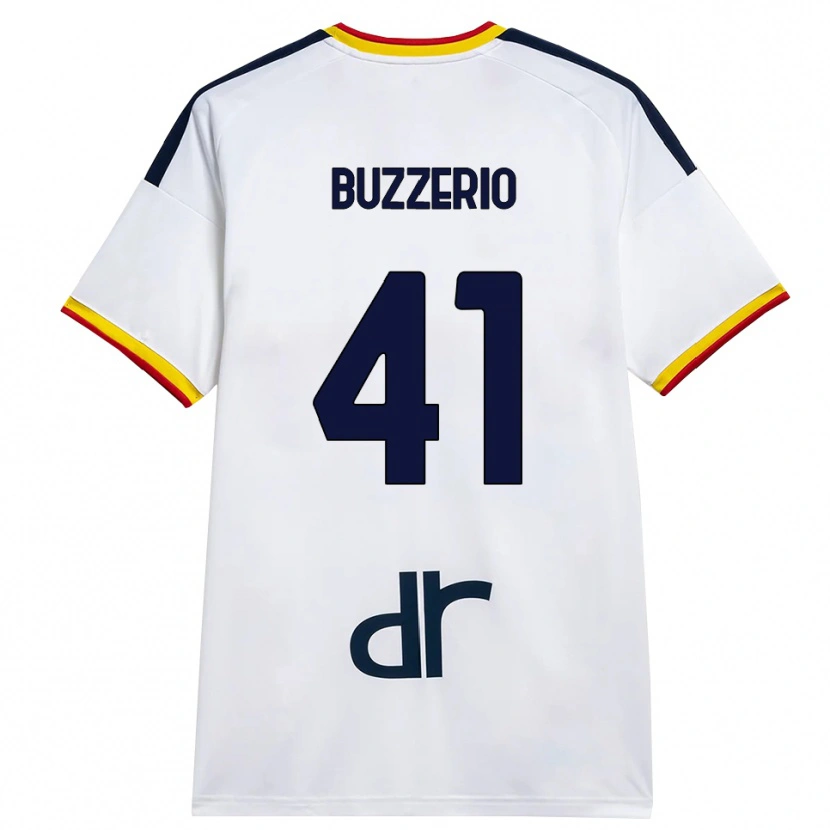 Danxen Pánské Mattia Buzzerio #41 Bílá Žlutá Červená Daleko Hráčské Dresy 2026/27 Dres