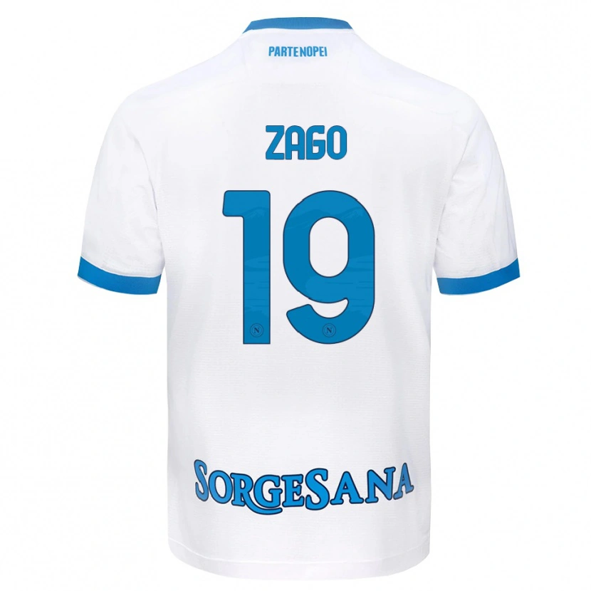 Danxen Pánské Gabriele Zago #19 Bílá Světle Modrá Daleko Hráčské Dresy 2026/27 Dres