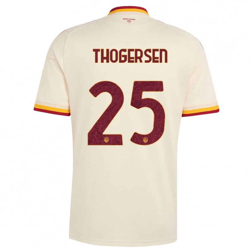 Danxen Pánské Frederikke Skjødt Thøgersen #25 Šampaňská Červená Žlutá Daleko Hráčské Dresy 2026/27 Dres