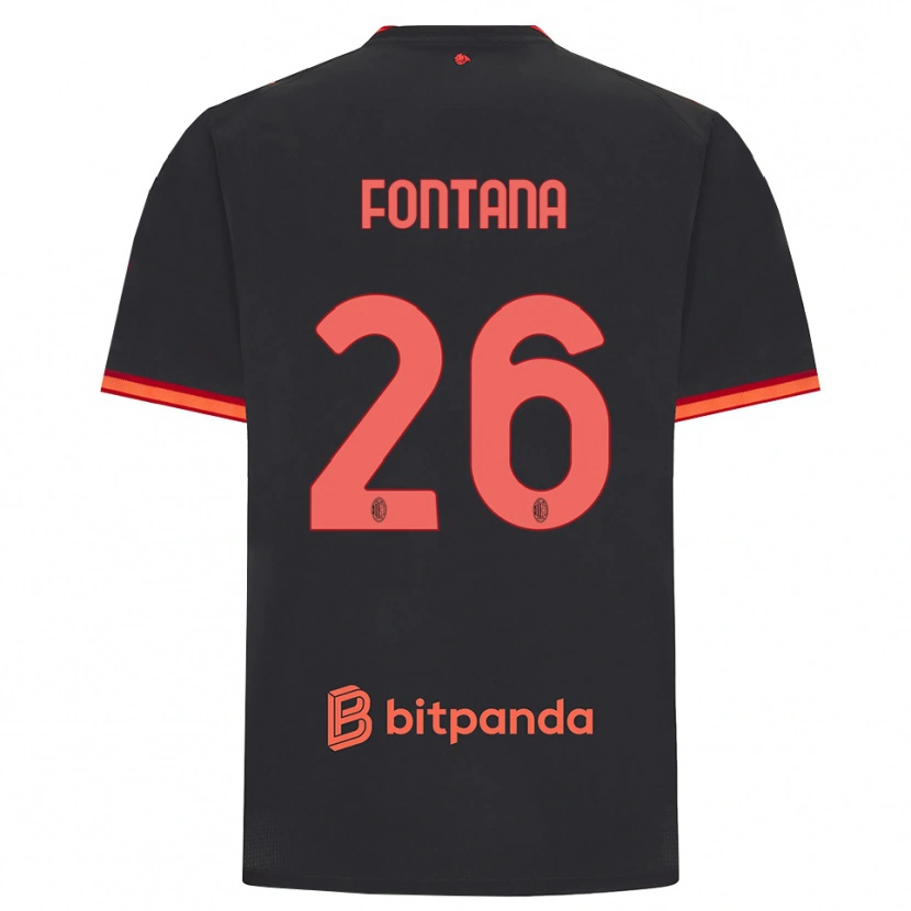 Danxen Pánské Francesco Fontana #26 Černá Červená Třetí Hráčské Dresy 2026/27 Dres