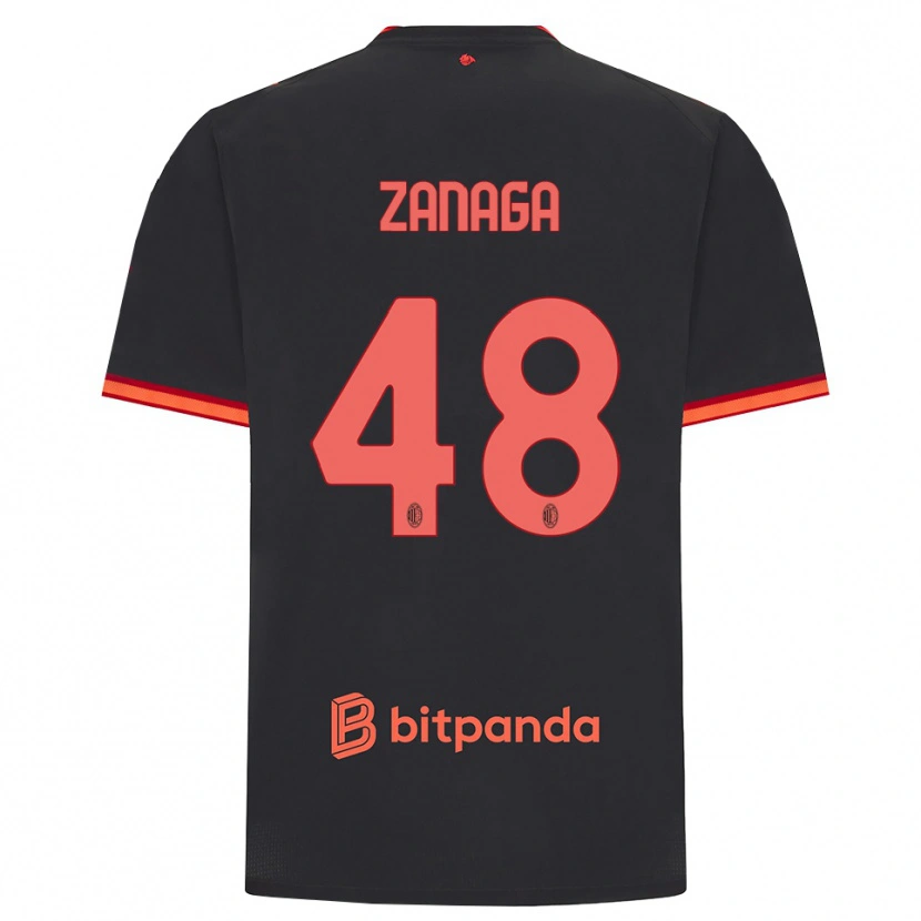 Danxen Pánské Edoardo Zanaga #48 Černá Červená Třetí Hráčské Dresy 2026/27 Dres
