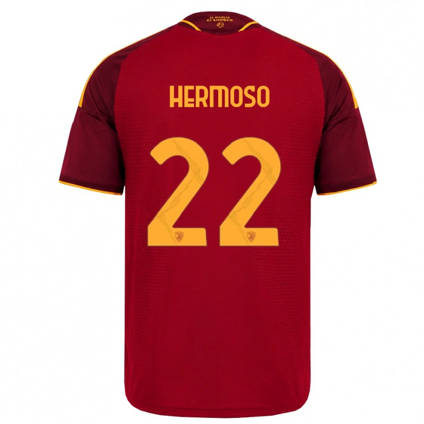 Danxen Dámské Mario Hermoso #22 Červená Zlatá Žlutá Domů Hráčské Dresy 2026/27 Dres