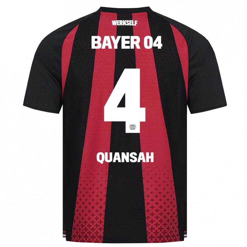 Danxen Dětské Jarell Quansah #4 Černá Bílá Červená Domů Hráčské Dresy 2026/27 Dres
