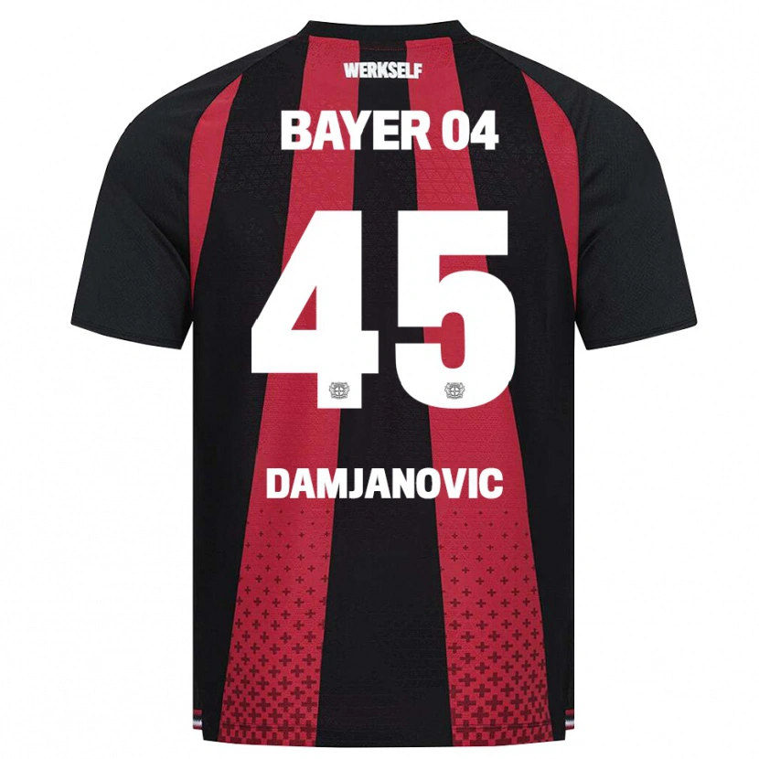 Danxen Dětské Aleksa Damjanovic #45 Černá Bílá Červená Domů Hráčské Dresy 2026/27 Dres