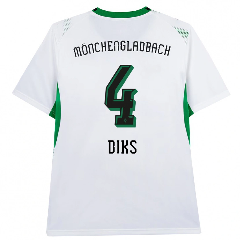 Danxen Dětské Kevin Diks #4 Bílá Černá Zelená Domů Hráčské Dresy 2026/27 Dres