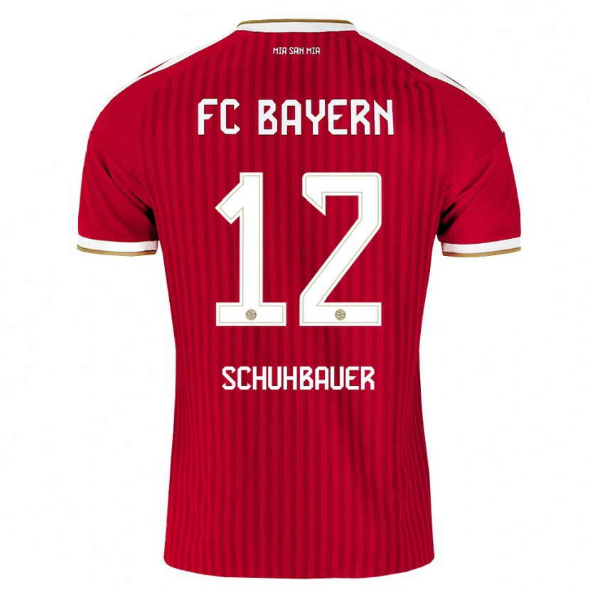 Danxen Dětské Maximilian Schuhbauer #12 Červená Bílá Modrá Domů Hráčské Dresy 2026/27 Dres