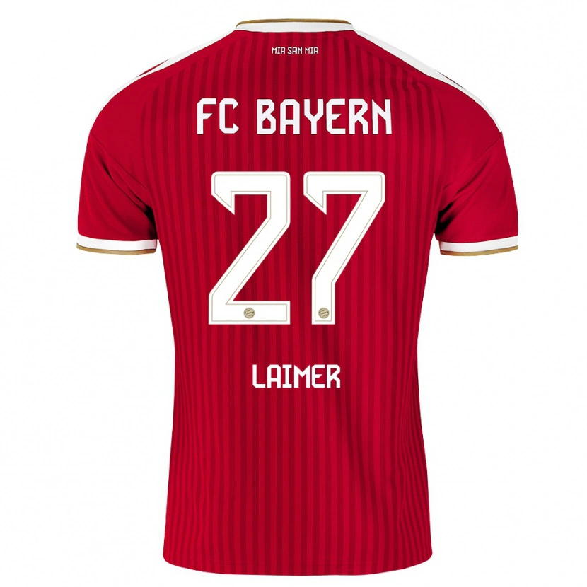 Danxen Dětské Konrad Laimer #27 Červená Bílá Modrá Domů Hráčské Dresy 2026/27 Dres