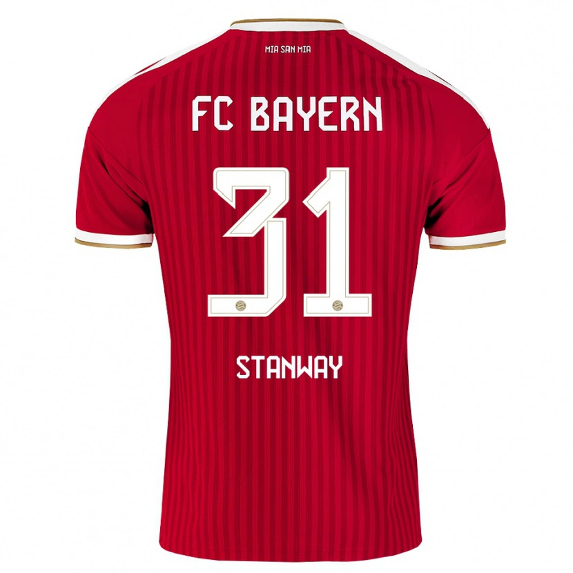 Danxen Dětské Georgia Stanway #31 Červená Bílá Modrá Domů Hráčské Dresy 2026/27 Dres