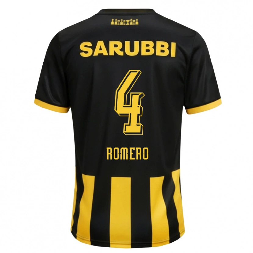 Danxen Dětské Franco Romero #4 Černá Žlutá Domů Hráčské Dresy 2026/27 Dres