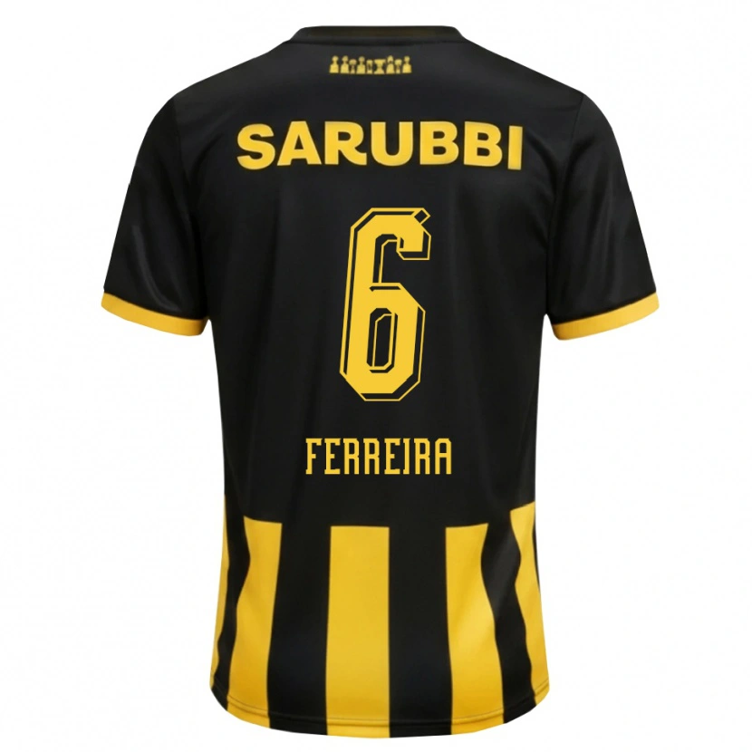 Danxen Dětské Lucas Ferreira #6 Černá Žlutá Domů Hráčské Dresy 2026/27 Dres
