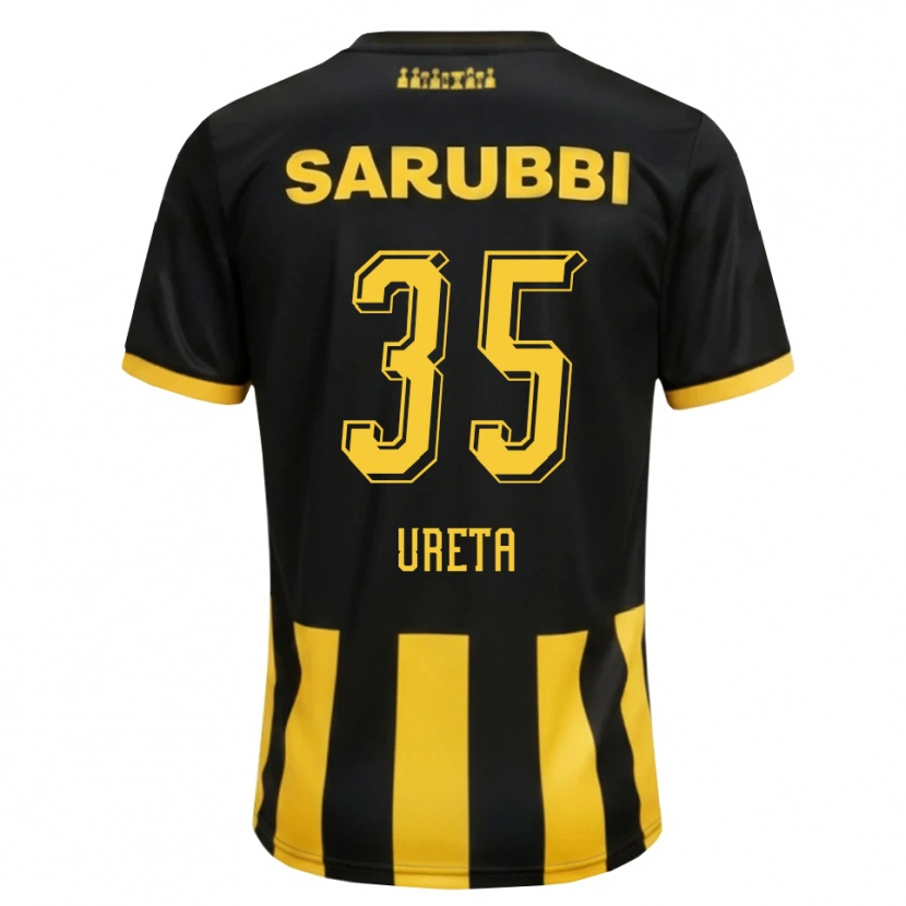 Danxen Dětské Mateo Ureta #35 Černá Žlutá Domů Hráčské Dresy 2026/27 Dres