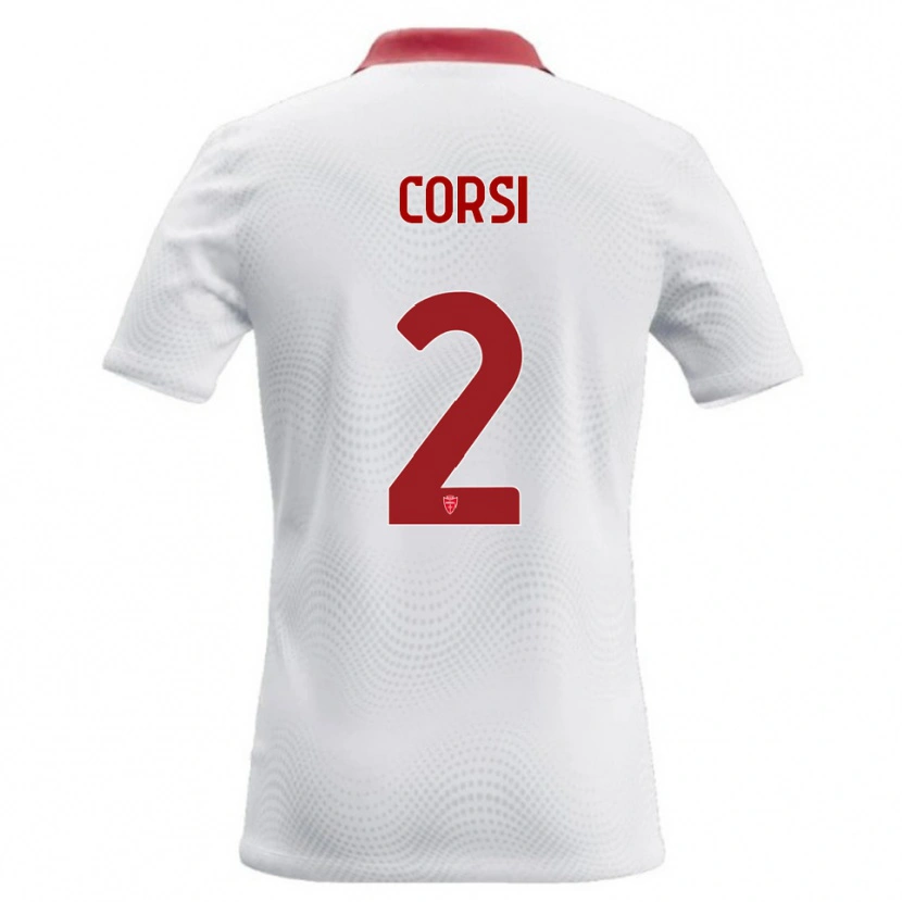 Danxen Dětské Giovanni Corsi #2 Bílá Červená Daleko Hráčské Dresy 2026/27 Dres