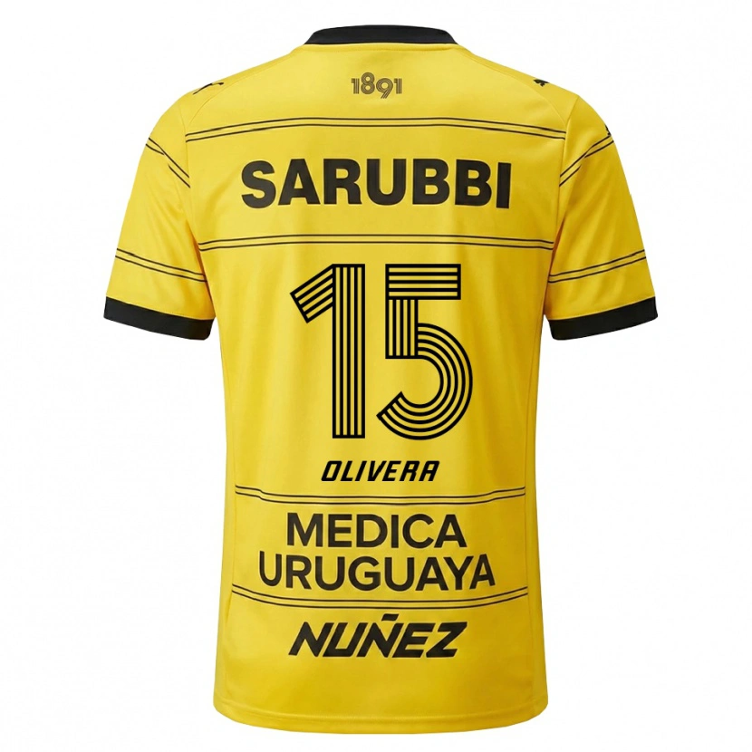 Danxen Dětské Maximiliano Olivera #15 Žlutá Černá Daleko Hráčské Dresy 2026/27 Dres