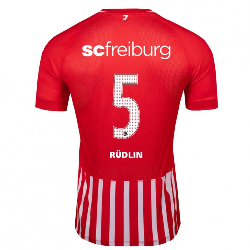 Danxen Pánské Fabian Rüdlin #5 Červená Bílá Černá Domů Hráčské Dresy 2026/27 Dres