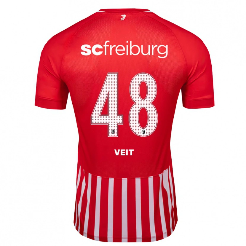 Danxen Pánské Jannik Veit #48 Červená Bílá Černá Domů Hráčské Dresy 2026/27 Dres
