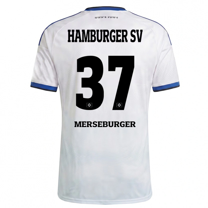Danxen Pánské Dominik Merseburger #37 Bílá Černá Modrá Domů Hráčské Dresy 2026/27 Dres