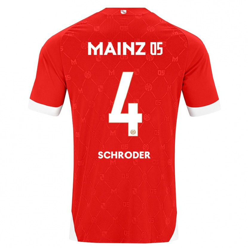 Danxen Pánské Lara Schröder #4 Červená Bílá Domů Hráčské Dresy 2026/27 Dres
