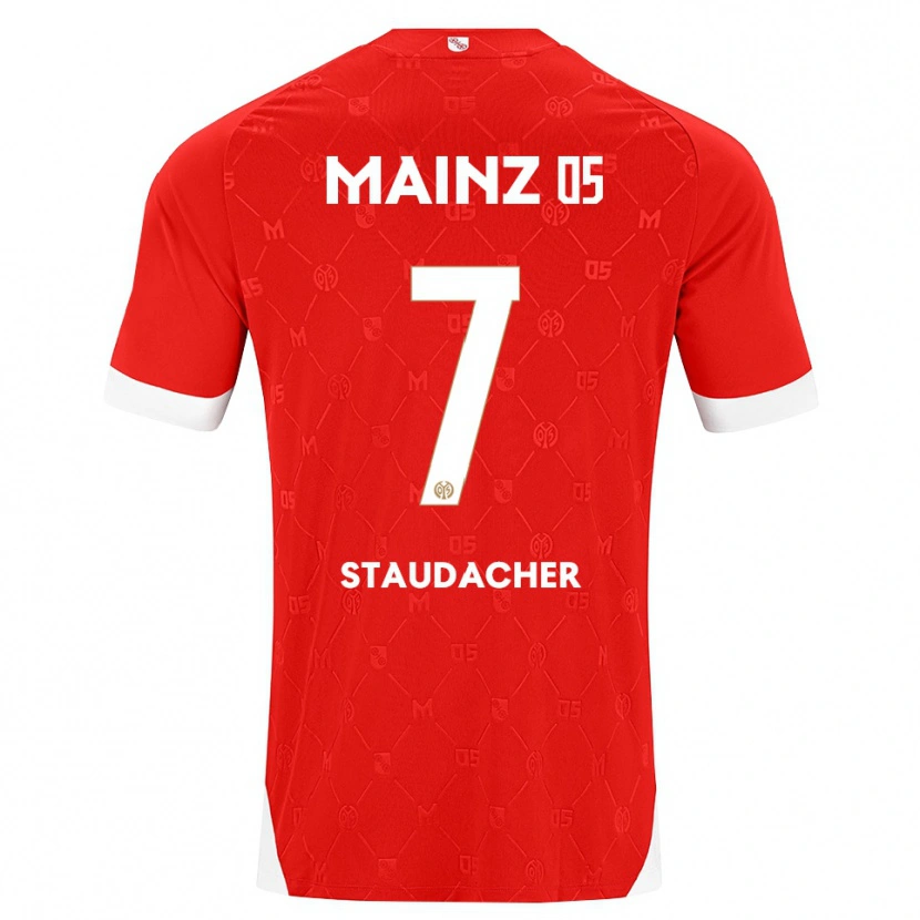 Danxen Pánské Leon Staudacher #7 Červená Bílá Domů Hráčské Dresy 2026/27 Dres