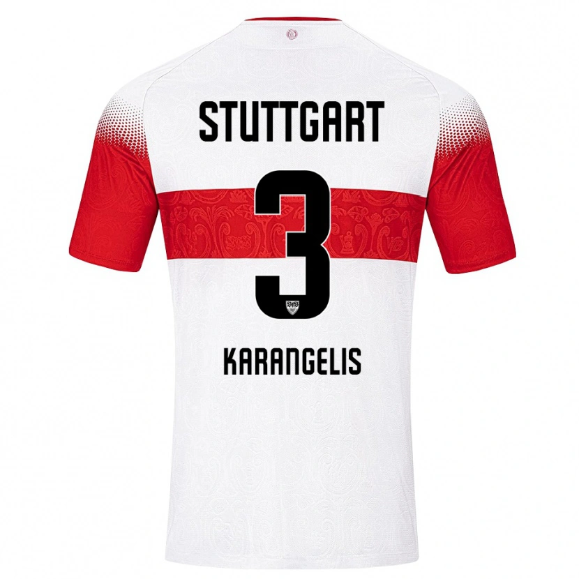 Danxen Pánské Konstantinos Karangelis #3 Bílá Červená Žlutá Domů Hráčské Dresy 2026/27 Dres