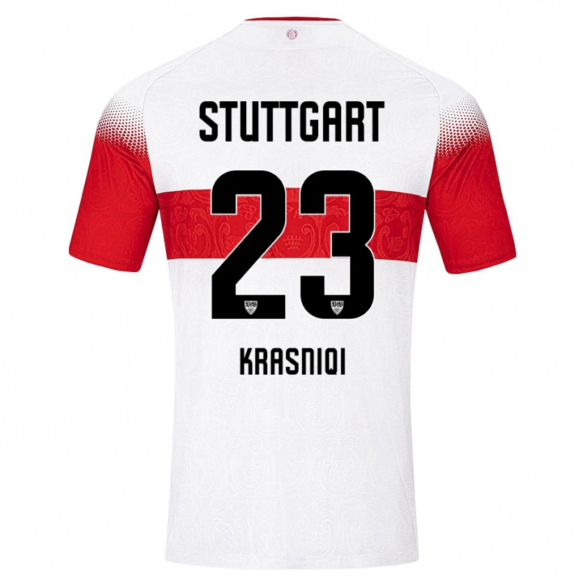 Danxen Pánské Elton Krasniqi #23 Bílá Červená Žlutá Domů Hráčské Dresy 2026/27 Dres