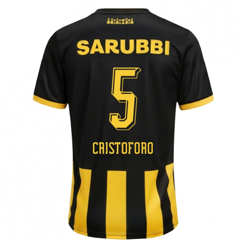 Danxen Pánské Sebastián Cristóforo #5 Černá Žlutá Domů Hráčské Dresy 2026/27 Dres