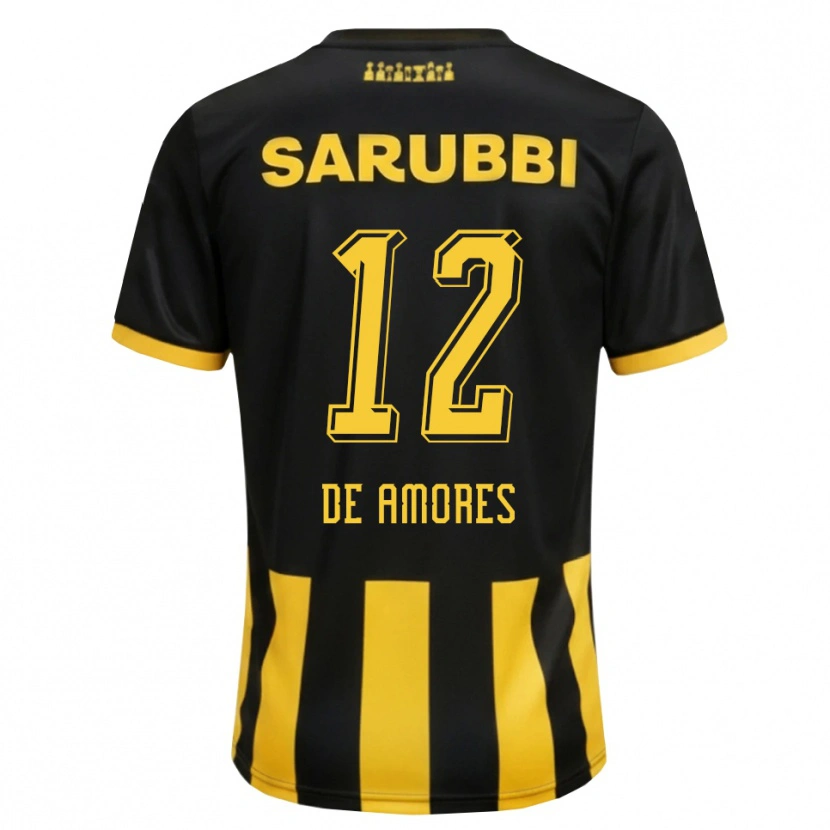 Danxen Pánské Guillermo De Amores #12 Černá Žlutá Domů Hráčské Dresy 2026/27 Dres