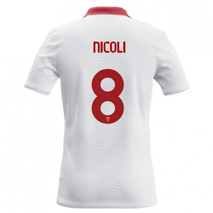 Danxen Pánské Andrea Nicoli #8 Bílá Červená Daleko Hráčské Dresy 2026/27 Dres