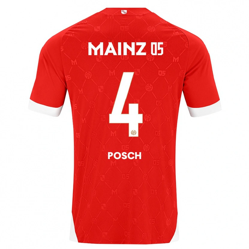 Danxen Dámské Stefan Posch #4 Červená Bílá Domů Hráčské Dresy 2026/27 Dres