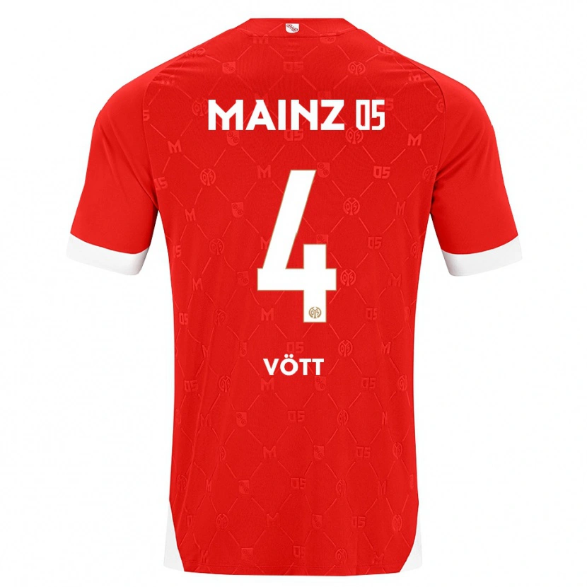 Danxen Dámské Jakob Vött #4 Červená Bílá Domů Hráčské Dresy 2026/27 Dres