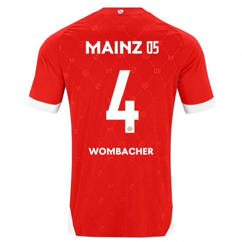 Danxen Dámské Fynn Wombacher #4 Červená Bílá Domů Hráčské Dresy 2026/27 Dres