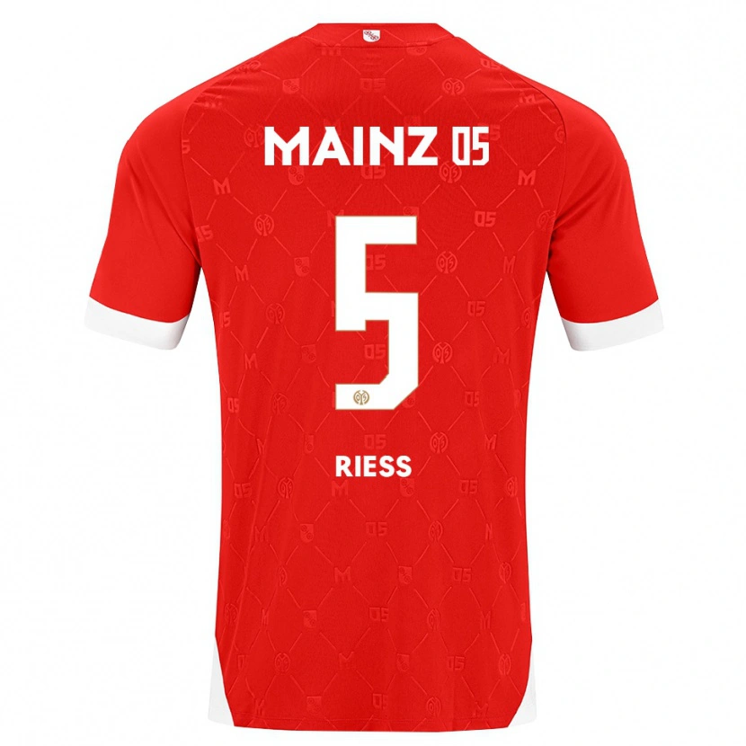 Danxen Dámské Fabian Rieß #5 Červená Bílá Domů Hráčské Dresy 2026/27 Dres