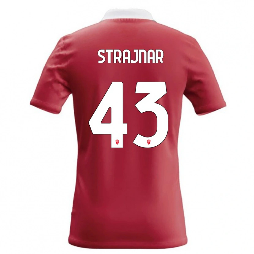 Danxen Dámské Aljaz Strajnar #43 Červená Bílá Domů Hráčské Dresy 2026/27 Dres