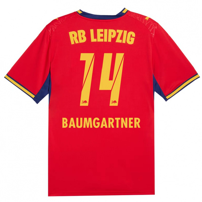 Danxen Dámské Christoph Baumgartner #14 Červená Žlutá Královská Modř Daleko Hráčské Dresy 2026/27 Dres
