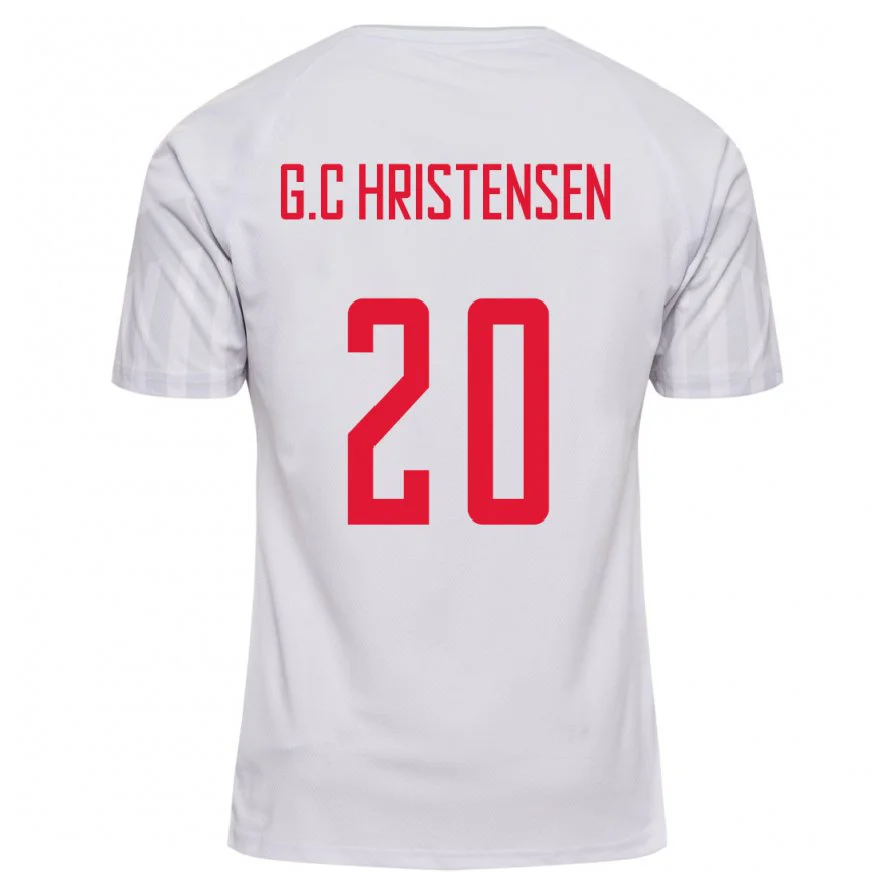 Danxen Dětské Dánská Gustav Christensen #20 Bílý Daleko Hráčské Dresy 22-24 Dres