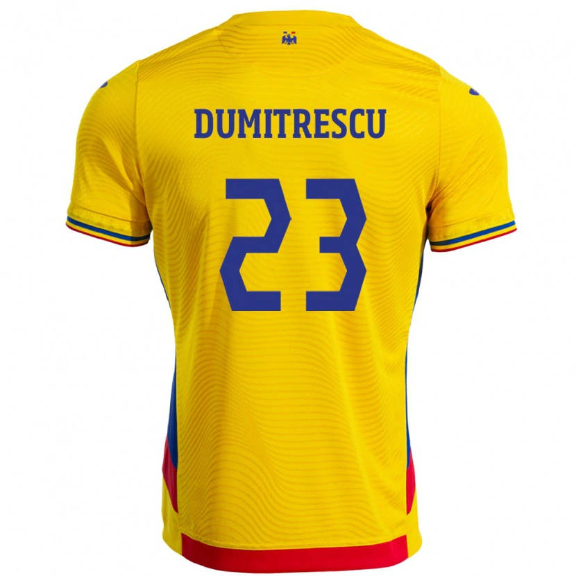 Danxen Dětské Rumunsko Andres Dumitrescu #23 Žlutá Domů Hráčské Dresy 24-26 Dres