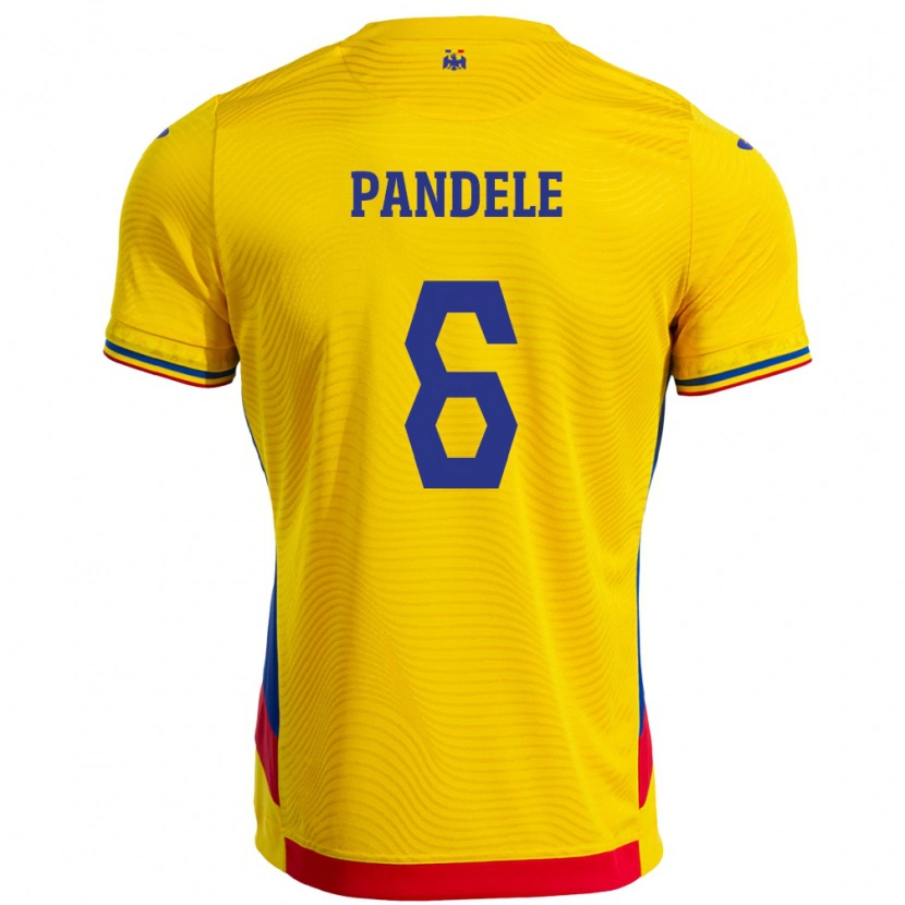 Danxen Dětské Rumunsko Andrei Pandele #6 Žlutá Domů Hráčské Dresy 24-26 Dres