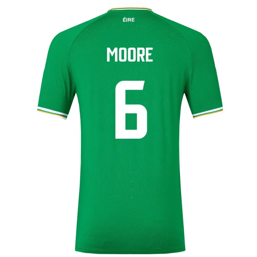 Danxen Dětské Irsko Matthew Moore #6 Zelená Domů Hráčské Dresy 24-26 Dres