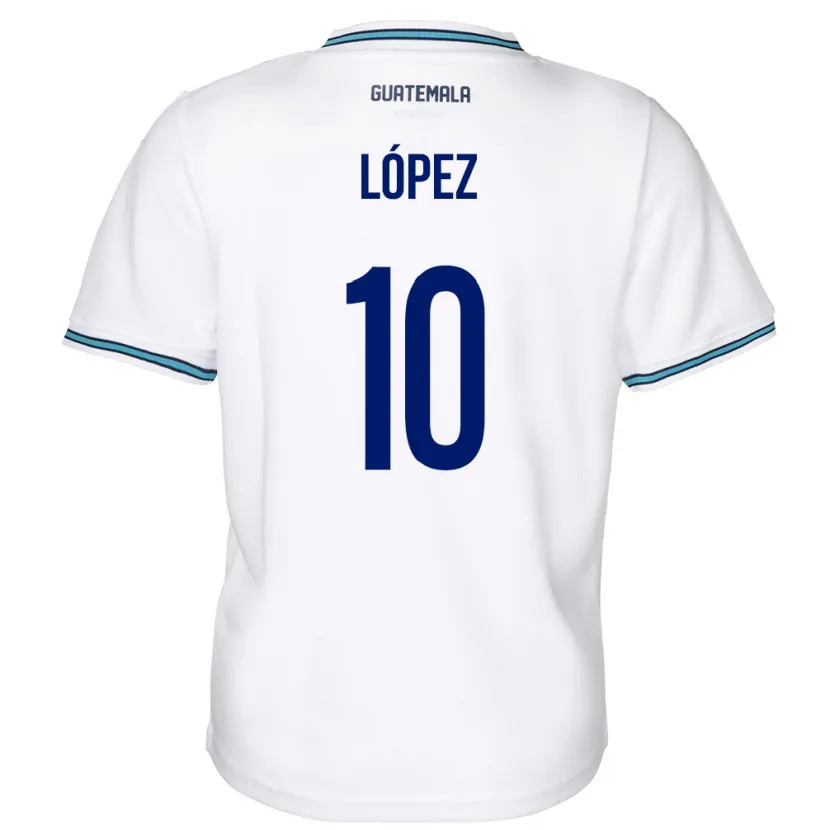 Danxen Dětské Guatemala Antonio López #10 Bílý Domů Hráčské Dresy 24-26 Dres