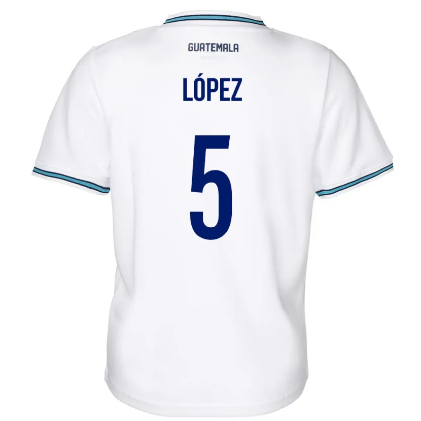 Danxen Dětské Guatemala Jeffery López #5 Bílý Domů Hráčské Dresy 24-26 Dres