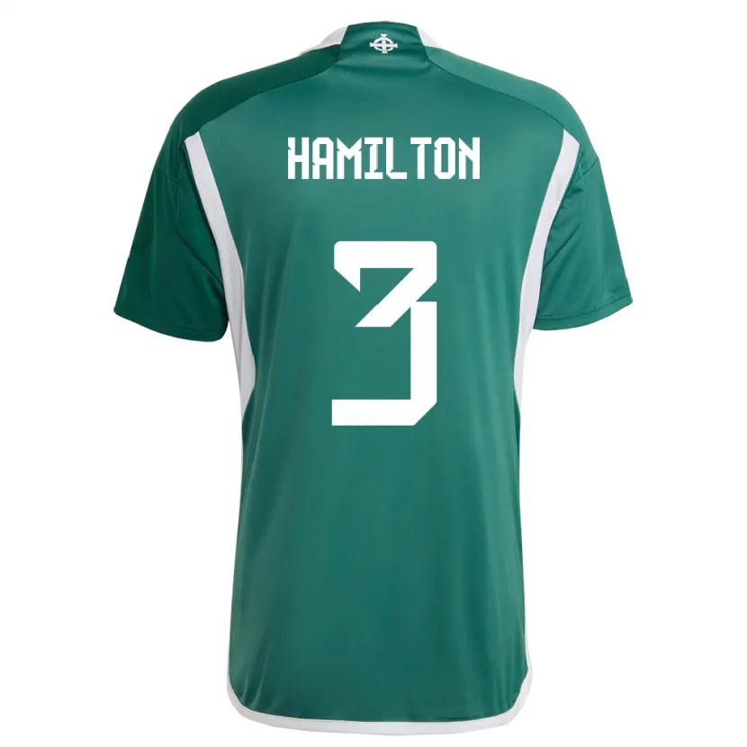 Danxen Dětské Severní Irsko Brendan Hamilton #3 Zelená Domů Hráčské Dresy 24-26 Dres