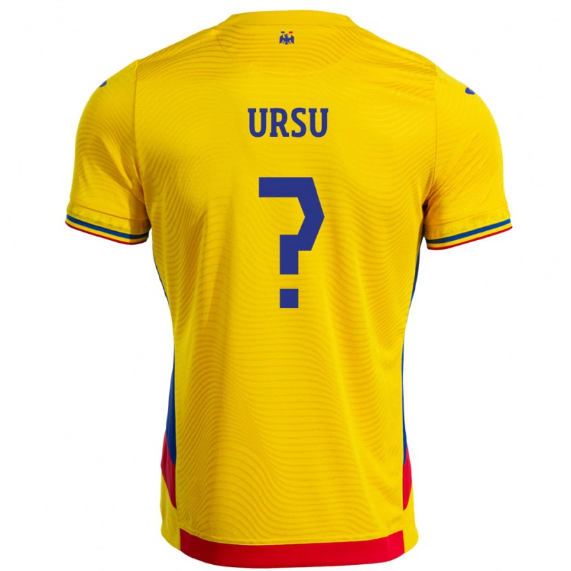 Danxen Pánské Rumunsko Eduard Ursu #0 Žlutá Domů Hráčské Dresy 24-26 Dres