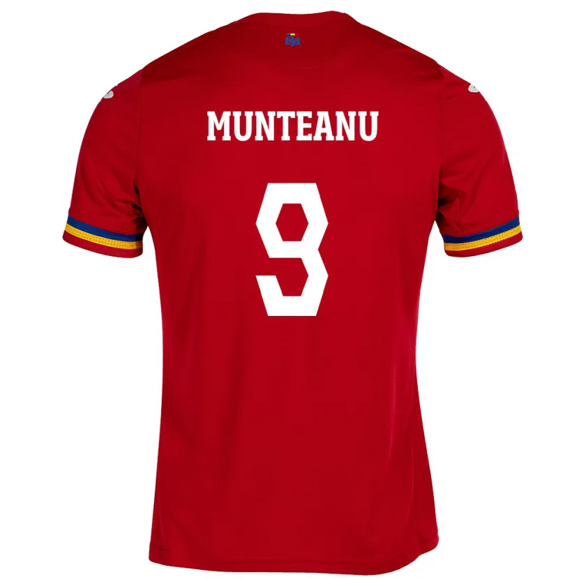 Danxen Pánské Rumunsko Louis Munteanu #9 Červené Daleko Hráčské Dresy 24-26 Dres
