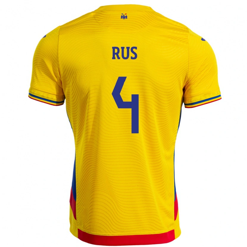Danxen Dámské Rumunsko Adrian Rus #4 Žlutá Domů Hráčské Dresy 24-26 Dres