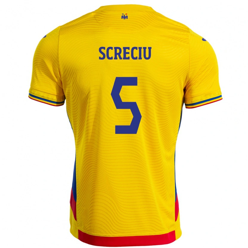 Danxen Dámské Rumunsko Vladimir Screciu #5 Žlutá Domů Hráčské Dresy 24-26 Dres