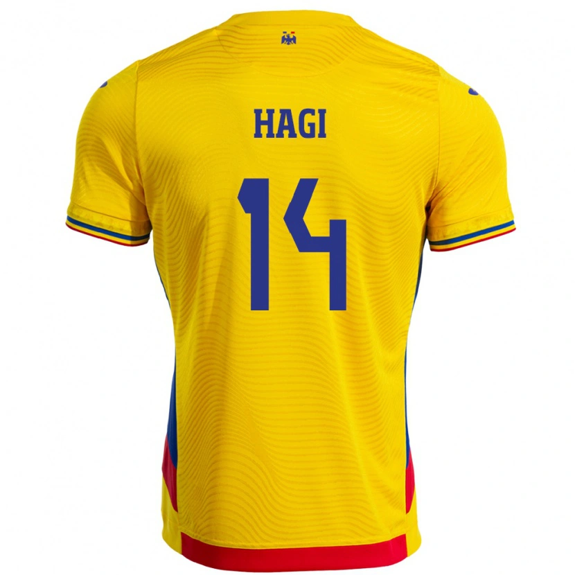Danxen Dámské Rumunsko Ianis Hagi #14 Žlutá Domů Hráčské Dresy 24-26 Dres
